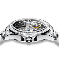 OLEVS 6699 Oversized Skeleton Mechanical Watch for Women - Steel Gold Watch | Olevs Watch Store