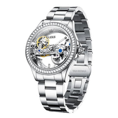 OLEVS 6699 Oversized Skeleton Mechanical Watch for Women - Steel Gold Watch | Olevs Watch Store