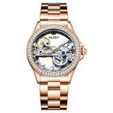 OLEVS 6699 Oversized Skeleton Mechanical Watch for Women - Steel Rose Gold Watch | Olevs Watch Store