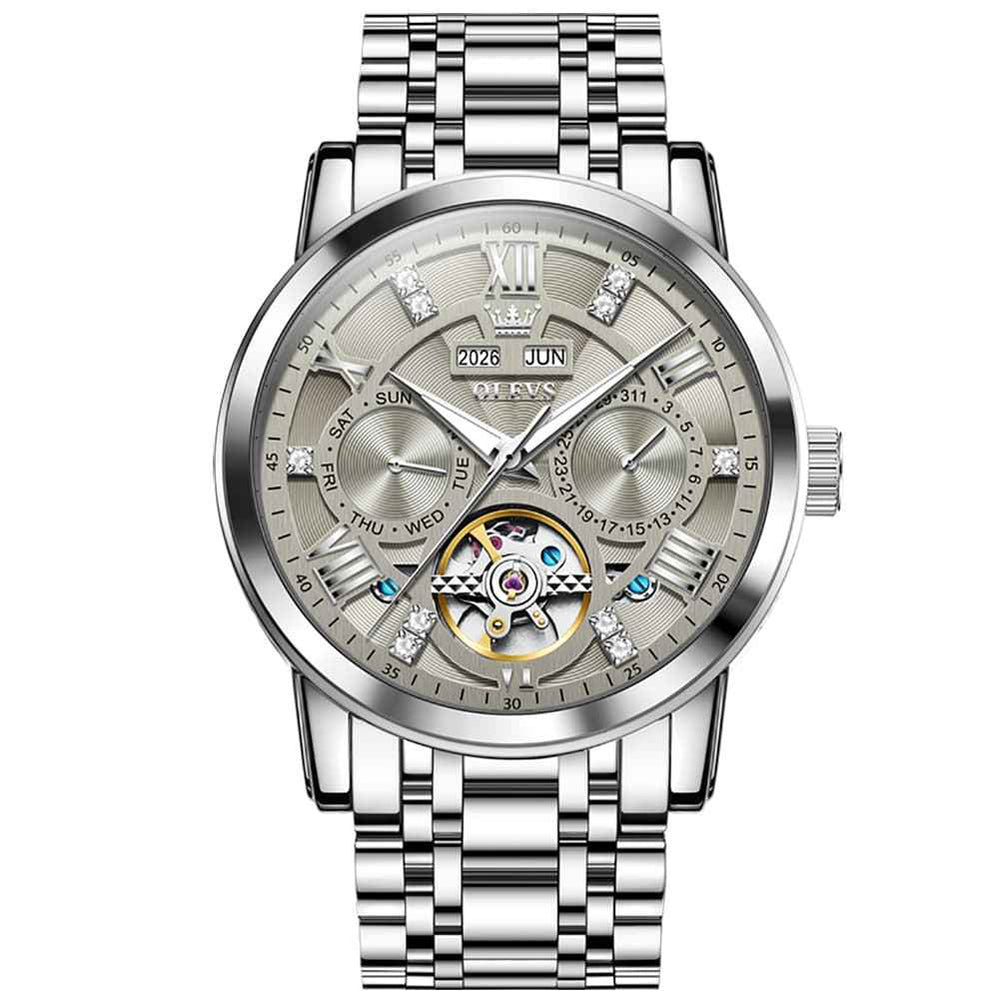 OLEVS 6701 – Men's Skeleton Automatic Mechanical Stainless Steel Watch