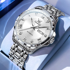 OLEVS 6702 Diamond Dial Automatic Mechanical Watch For Men - All Gold Watch | Olevs Watch Store
