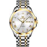 OLEVS 6702 Diamond Dial Automatic Mechanical Watch For Men - Two Tone White Watch | Olevs Watch Store
