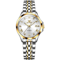 OLEVS 6702 Elegant Diamond Automatic Mechanical Watch For Women - All Gold Watch | Olevs Watch Store