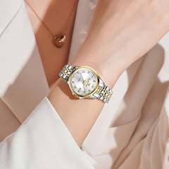 OLEVS 6702 Elegant Diamond Automatic Mechanical Watch For Women - All Gold Watch | Olevs Watch Store