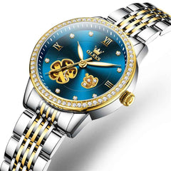 OLEVS 6706 – Women's Diamond Flower Skeleton Automatic Mechanical Watch