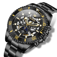 OLEVS 6715 – Men's Skeleton Multifunction Moon Phase Sports Mechanical Watch
