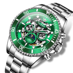 OLEVS 6715 – Men's Skeleton Multifunction Moon Phase Sports Mechanical Watch