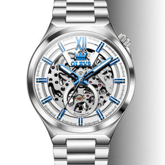 OLEVS 6722 Integrated Geometry Full Skeleton Mechanical Watch For Men - Steel Gold Watch | Olevs Watch Store