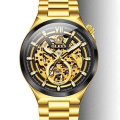OLEVS 6722 – Men's Integrated Geometry Full Skeleton Mechanical Watch