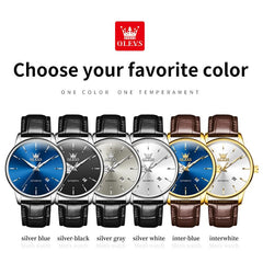 OLEVS 6725 Minimalist Leather Strap Automatic Mechanical Lightweight Watch For Men - Inter White Watch | Olevs Watch Store