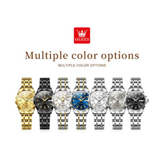 OLEVS 6727 Automatic Diamond Mechanical Watch For Women - Silver Black Watch | Olevs Watch Store