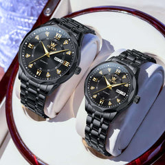 OLEVS 6727 Automatic Diamond Mechanical Watch Set For Couples
