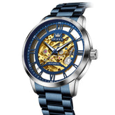 OLEVS 6728 Automatic Skeleton Mechanical Watch For Men - Blue Watch | Olevs Watch Store