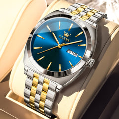 OLEVS 6730 Automatic Tonneau Mechanical Watch For Men - All Gold Watch | Olevs Watch Store