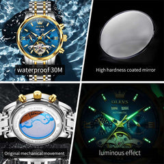 OLEVS 6740 Skeleton Flywheel Mechanical Watch for Men