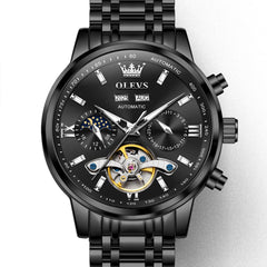 OLEVS 6740 Skeleton Flywheel Mechanical Watch for Men - Two Tone White Watch | Olevs Watch Store