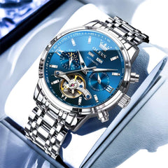 OLEVS 6740 Skeleton Flywheel Mechanical Watch for Men