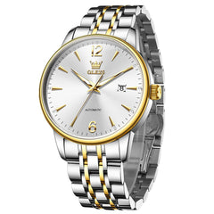 OLEVS 6741 Classic Minimalist Mechanical Watch for Men - Silver Black Watch | Olevs Watch Store