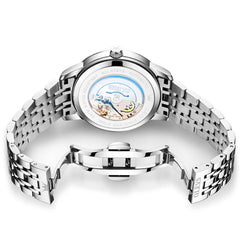OLEVS 6741 Classic Minimalist Mechanical Watch for Men - Silver Black Watch | Olevs Watch Store