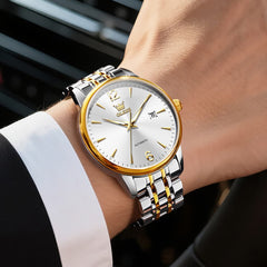 OLEVS 6741 Classic Minimalist Mechanical Watch for Men - Silver Black Watch | Olevs Watch Store