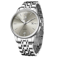OLEVS 6741 Classic Minimalist Mechanical Watch for Men - Silver Black Watch | Olevs Watch Store
