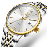 OLEVS 6741 Classic Minimalist Mechanical Watch for Men - Two Tone White Watch | Olevs Watch Store