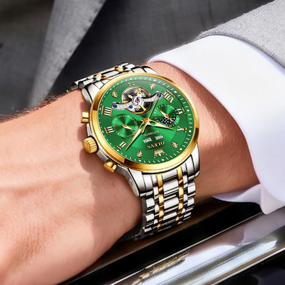 mens automatic watch elegant styling - OLEVS 6763