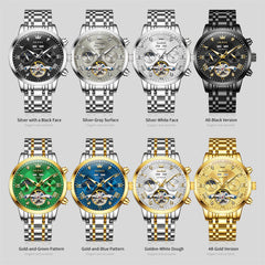 mechanical watch dial and bracelet detail - OLEVS 6763