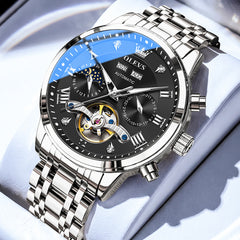 moon phase automatic watch product view - OLEVS 6763