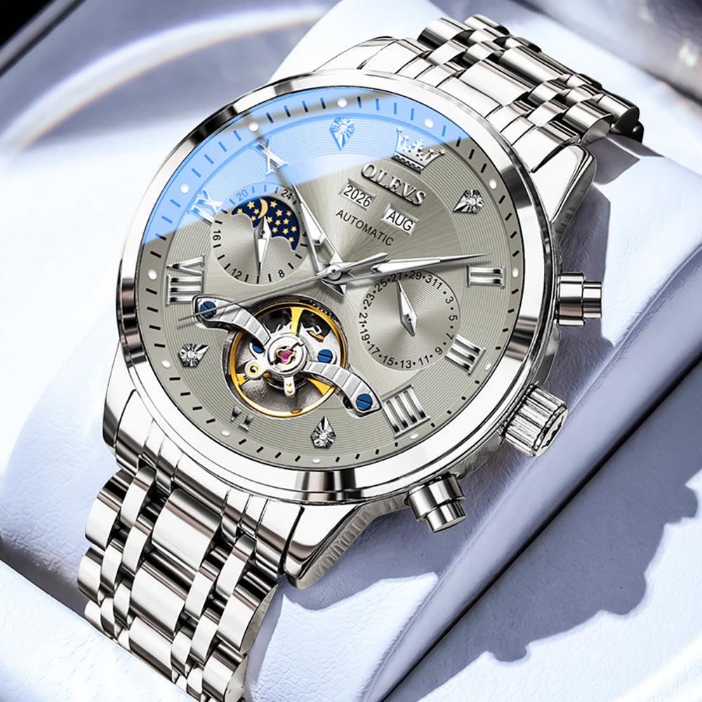 stainless steel bracelet watch view - OLEVS 6763