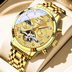mens mechanical watch close detail - OLEVS 6763