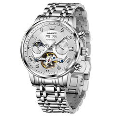 silver white automatic mechanical watch - OLEVS 6763