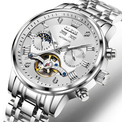 silver white open heart dial close up - OLEVS 6763