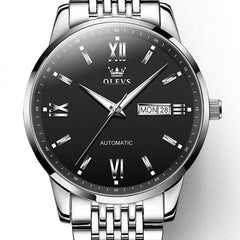 OLEVS 6777 Minimalist Day Date Mechanical Watch for Men - Two Tone White Watch | Olevs Watch Store