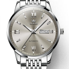 OLEVS 6777 Minimalist Day Date Mechanical Watch for Men - Two Tone White Watch | Olevs Watch Store