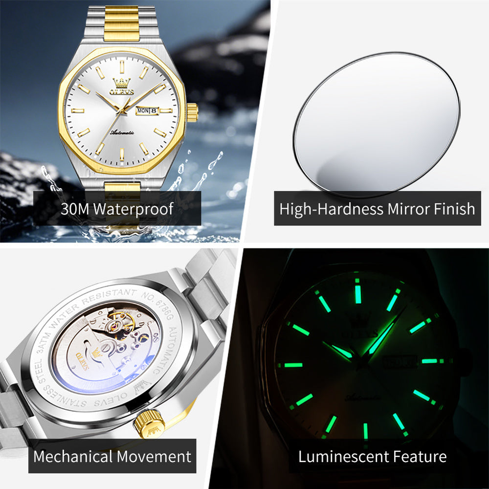 automatic movement luminous and water resistant features - OLEVS 6786