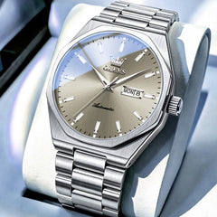 Silver Gray watch studio closeup - OLEVS 6786