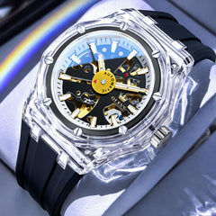 Black Clear transparent watch studio closeup - OLEVS 6788