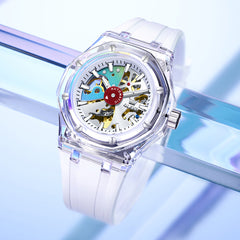 White Clear automatic watch lifestyle - OLEVS 6788