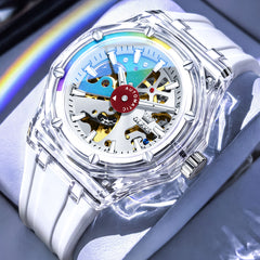 White Clear transparent watch studio closeup - OLEVS 6788