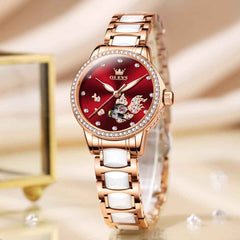 OLEVS 7001 – Women's Koi Skeleton Ceramic Mechanical Watch