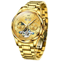 OLEVS 7005 Multi Function Skeleton Mechanical Watch for Men - Silver White Watch | Olevs Watch Store