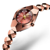 OLEVS 7007 Tungsten Steel Watch Dainty Faceted Bracelet Diamond Accent Quartz Luxury Timepiece for Women - Olevs Watch Store