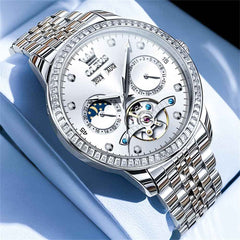 OLEVS 7016 – Men's Diamond Multi Function Sun and Moon Mechanical Watch
