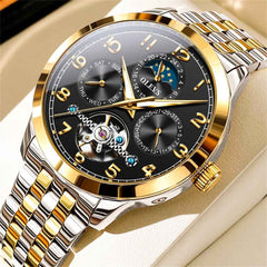 OLEVS 7018 – Men's Sun and Moon Skeleton Mechanical Watch