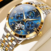 OLEVS 7018 – Men's Sun and Moon Skeleton Mechanical Watch