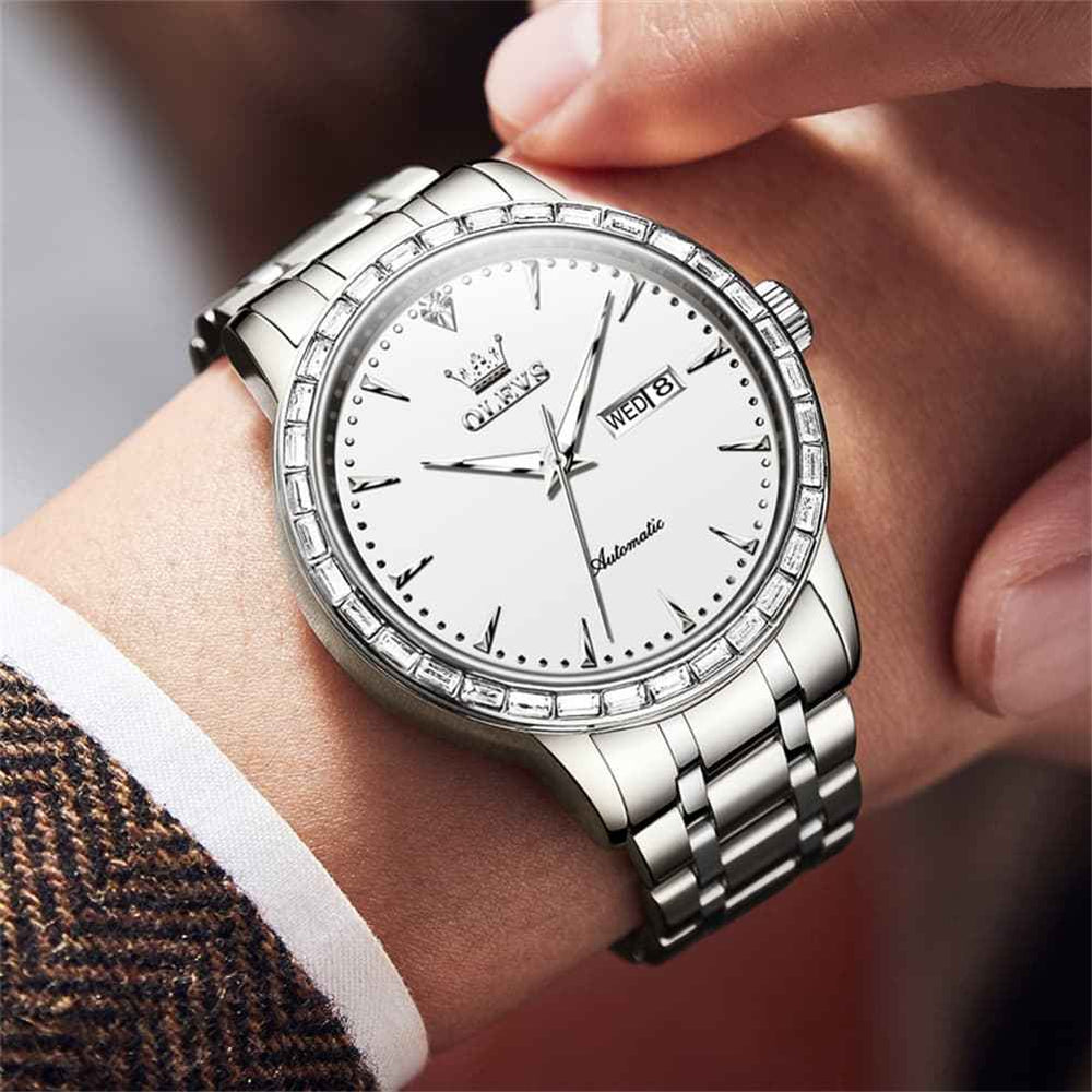 OLEVS 7019 – Men's Diamond Bezel Automatic Mechanical Watch