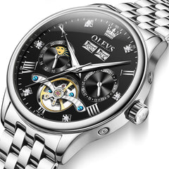 OLEVS 7023 Skeleton Moon Phase Automatic Watch for Men - All Gold Watch | Olevs Watch Store