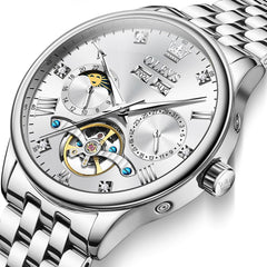 OLEVS 7023 Skeleton Moon Phase Automatic Watch for Men - All Gold Watch | Olevs Watch Store