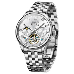 OLEVS 7023 Skeleton Moon Phase Automatic Watch for Men - All Gold Watch | Olevs Watch Store